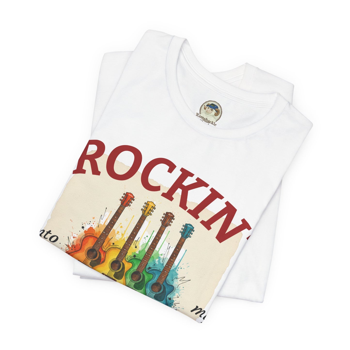 Watercolor Rainbow Guitars T Shirt  Acoustic Guitar Art Tee - Ramshackle Shack