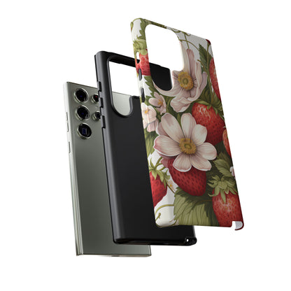 Strawberry Blossom Phone Case — Floral Protective Tough Case - Ramshackle Shack