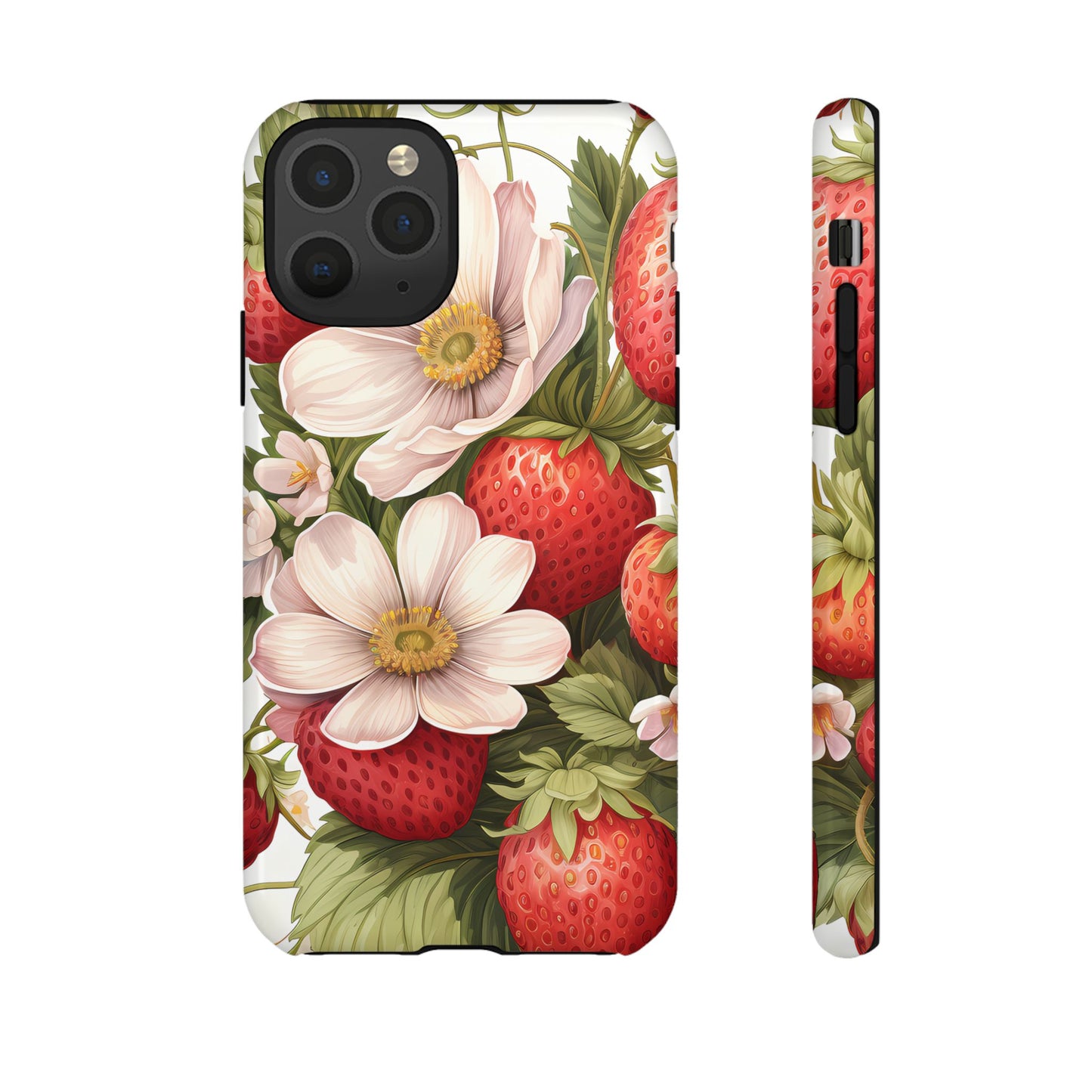 Strawberry Blossom Phone Case — Floral Protective Tough Case - Ramshackle Shack