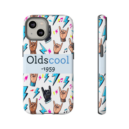 Retro Rock 'Oldscool 1959' Phone Case – Lightning & Rock Hand Pattern - Ramshackle Shack