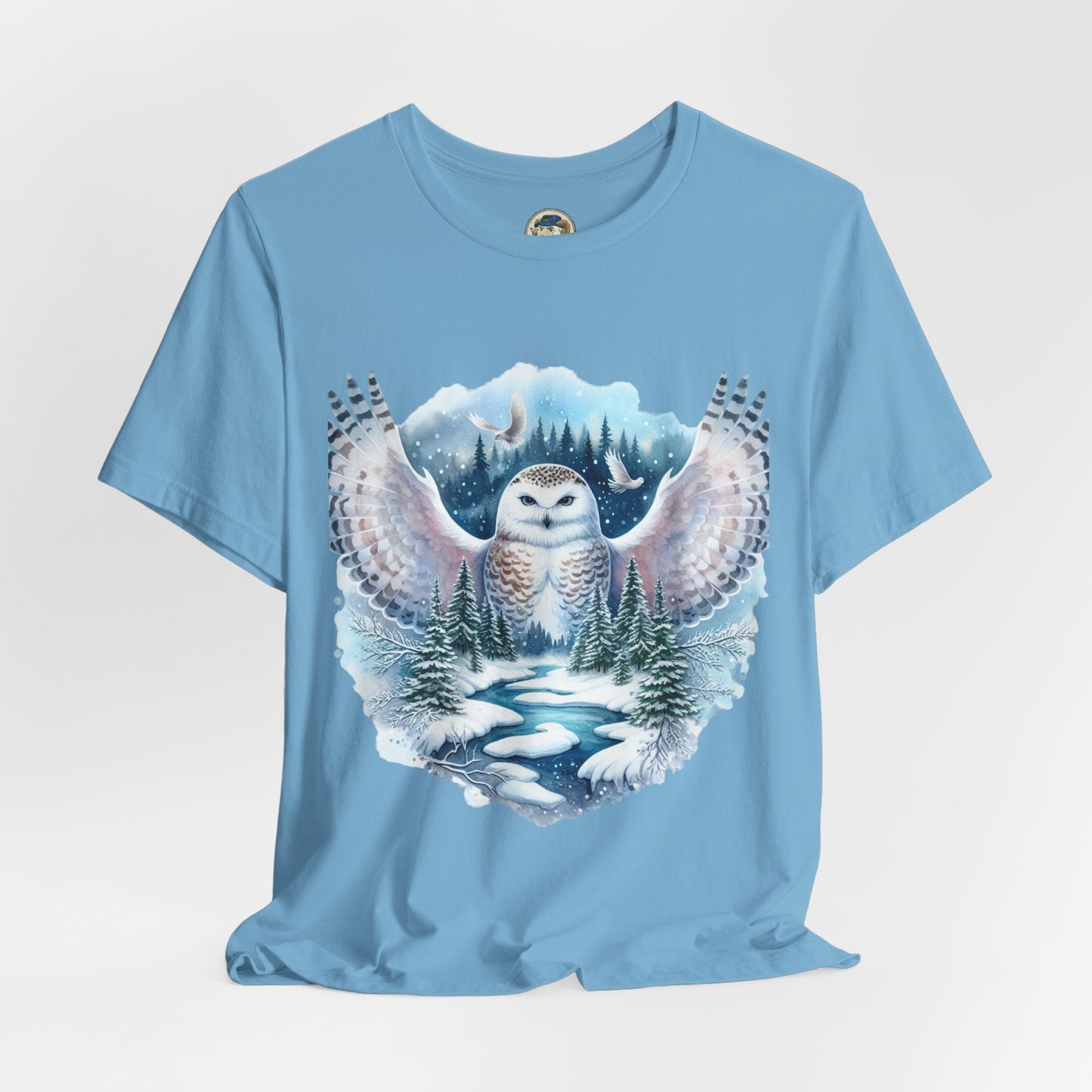 Snowy Owl Forest T-Shirt — Winter Wildlife Nature Tee - Ramshackle Shack