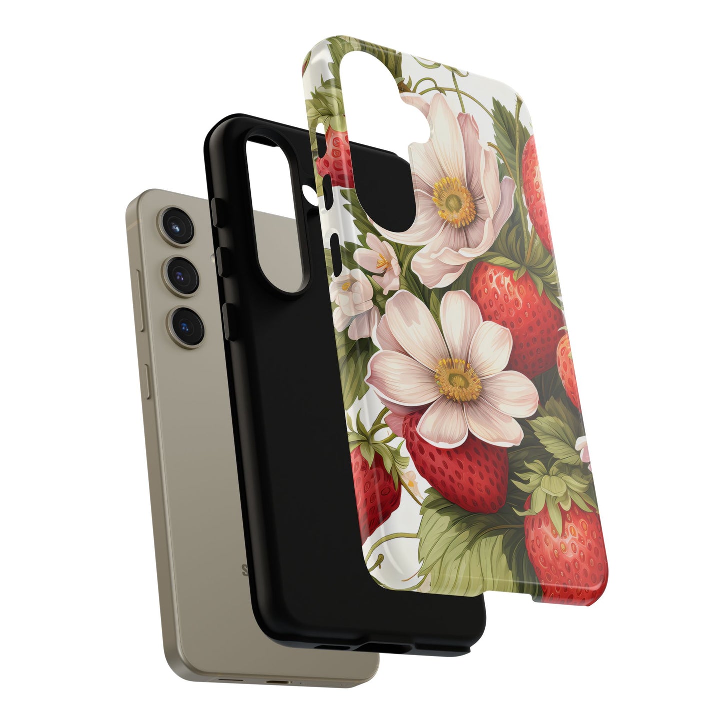 Strawberry Blossom Phone Case — Floral Protective Tough Case - Ramshackle Shack