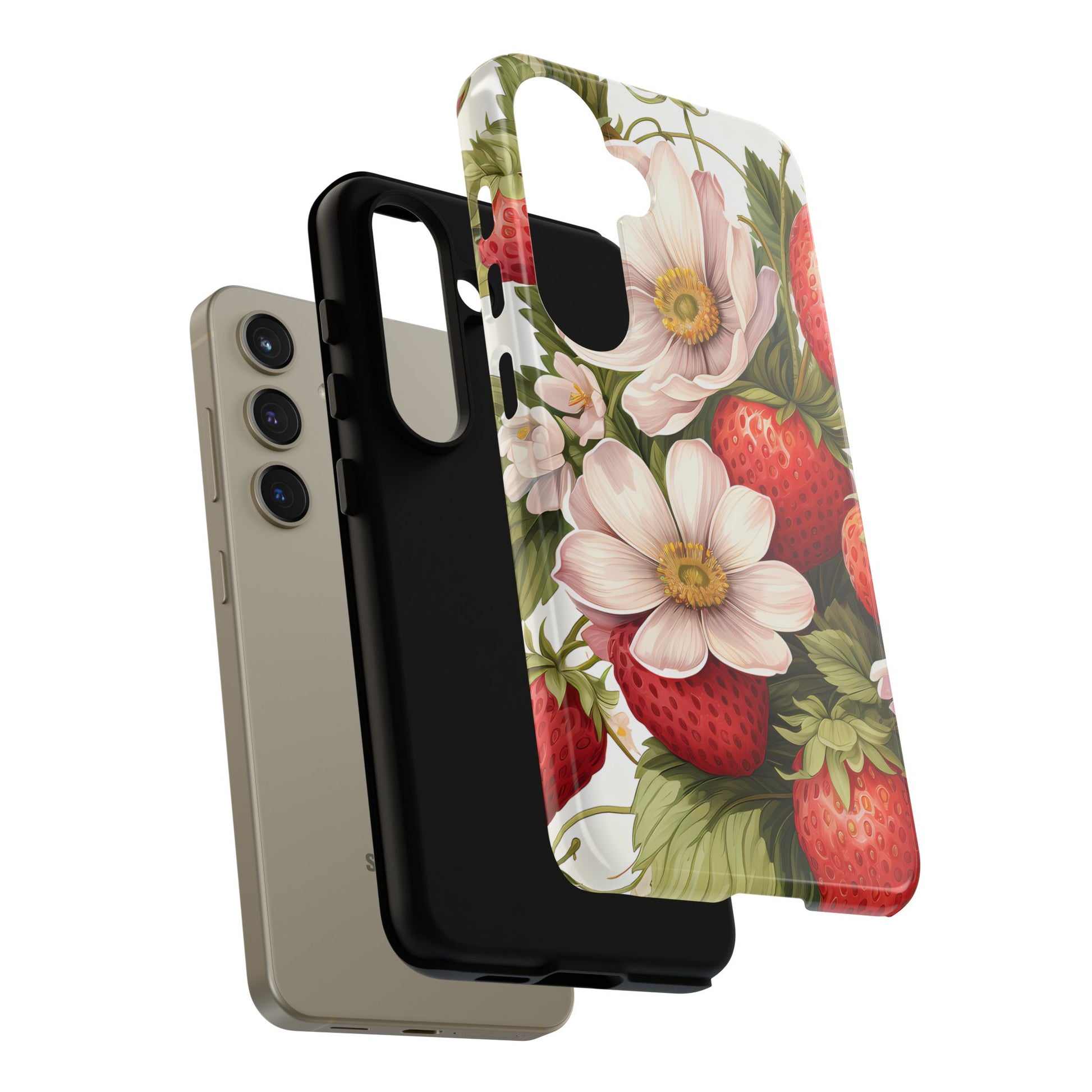 Strawberry Blossom Phone Case — Floral Protective Tough Case - Ramshackle Shack