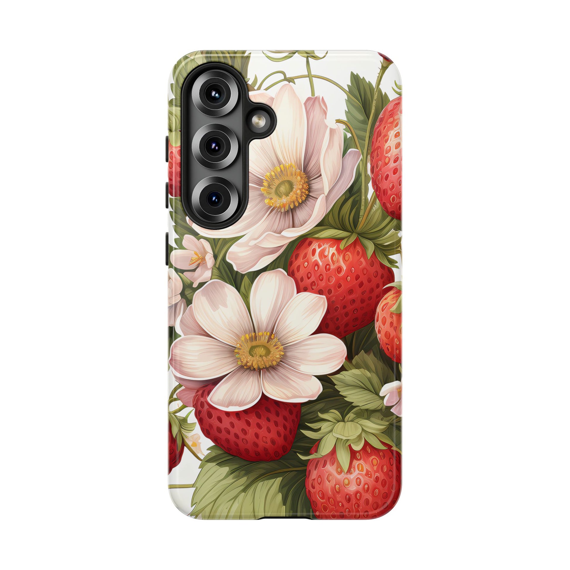 Strawberry Blossom Phone Case — Floral Protective Tough Case - Ramshackle Shack