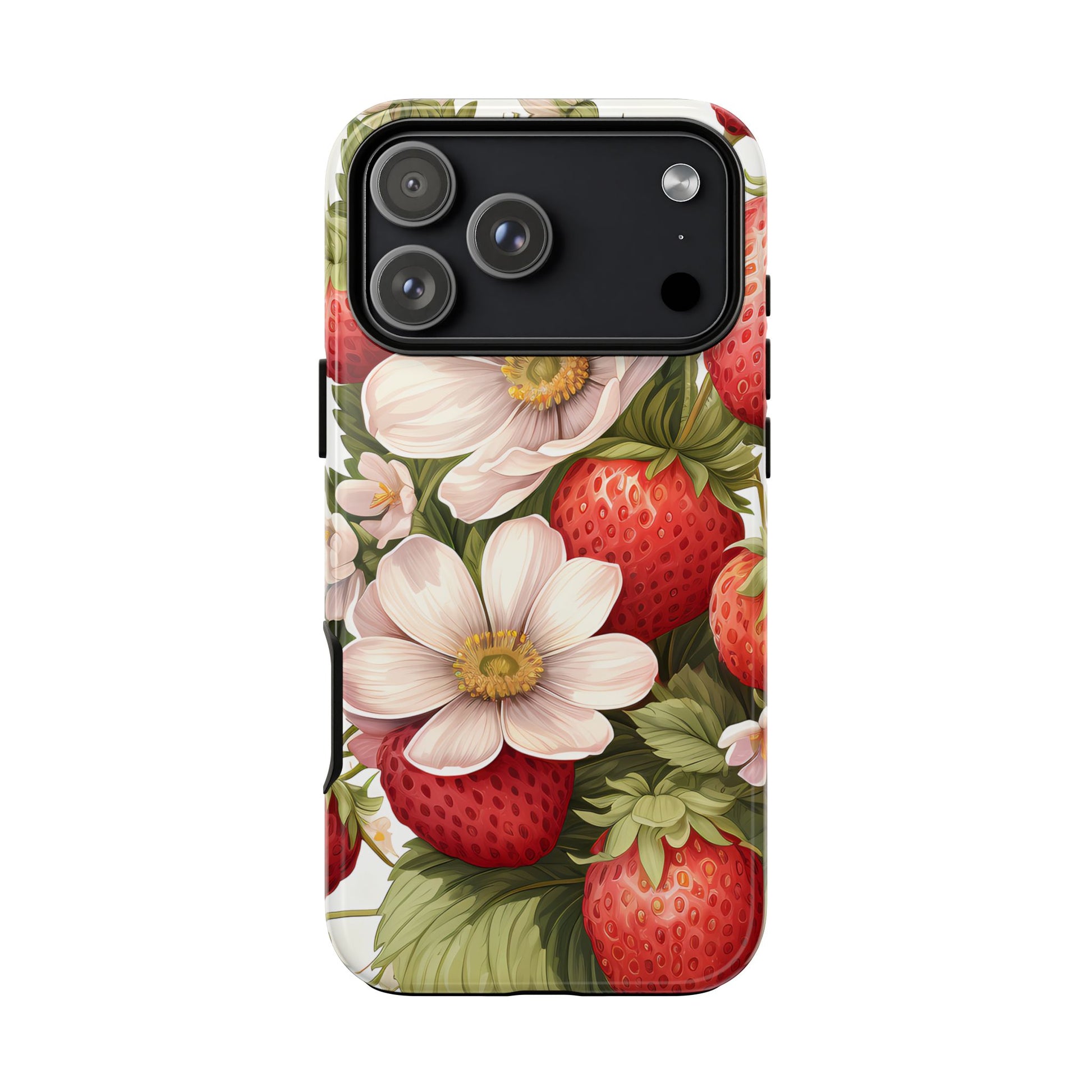 Strawberry Blossom Phone Case — Floral Protective Tough Case - Ramshackle Shack