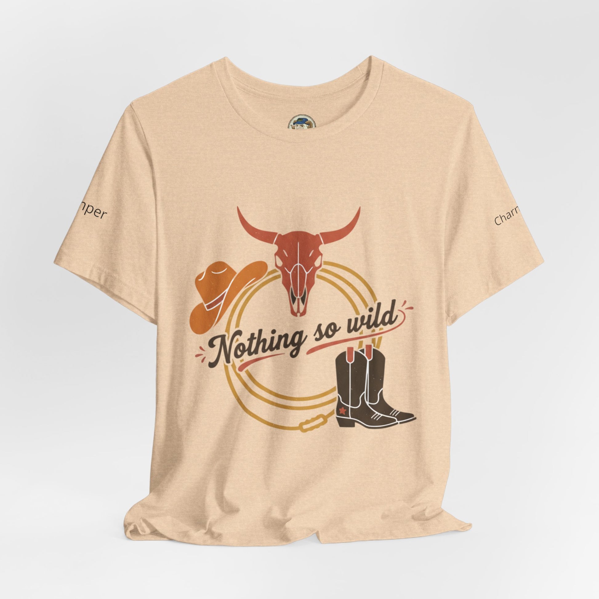 Personalized Western sunset T-shirt featuring a rider design on a white Printify T-shirt for a rustic, western-inspired look.