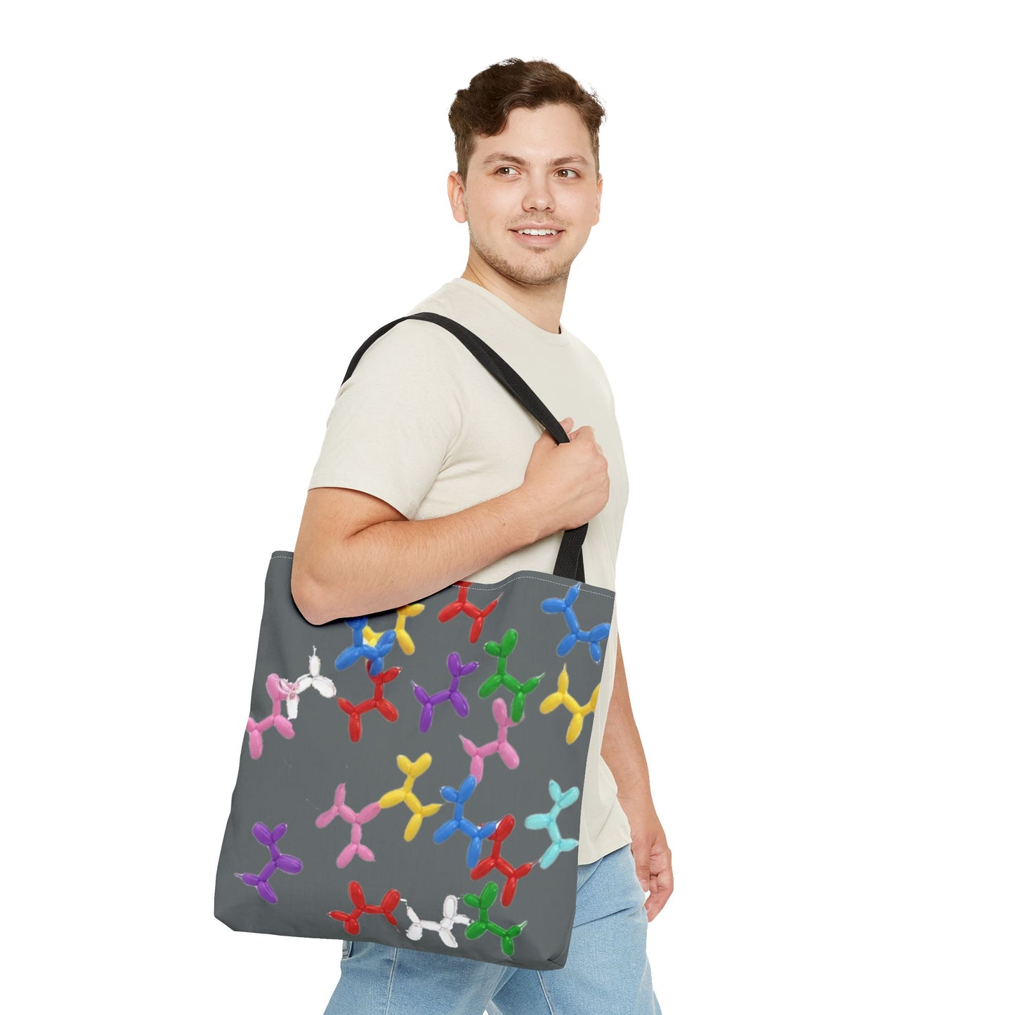 Balloon Dog Pattern Tote Bag – Colorful Pop Art Reusable Shopper - Ramshackle Shack