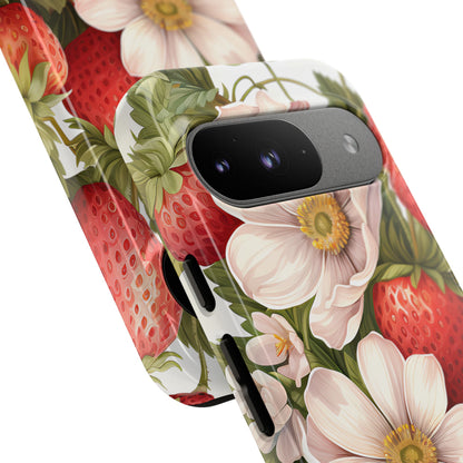 Strawberry Blossom Phone Case — Floral Protective Tough Case - Ramshackle Shack