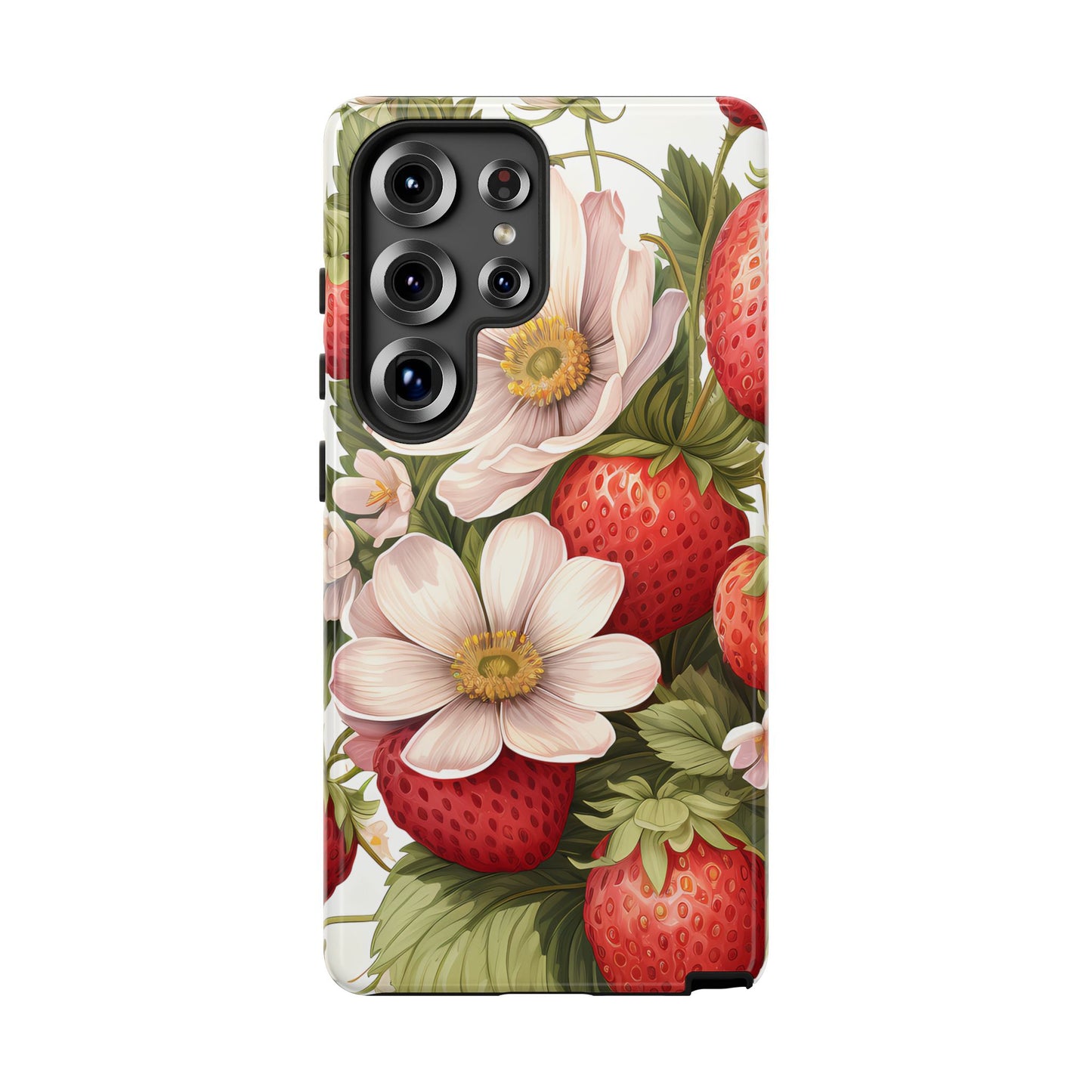 Strawberry Blossom Phone Case — Floral Protective Tough Case - Ramshackle Shack