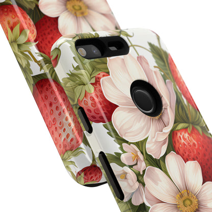 Strawberry Blossom Phone Case — Floral Protective Tough Case - Ramshackle Shack