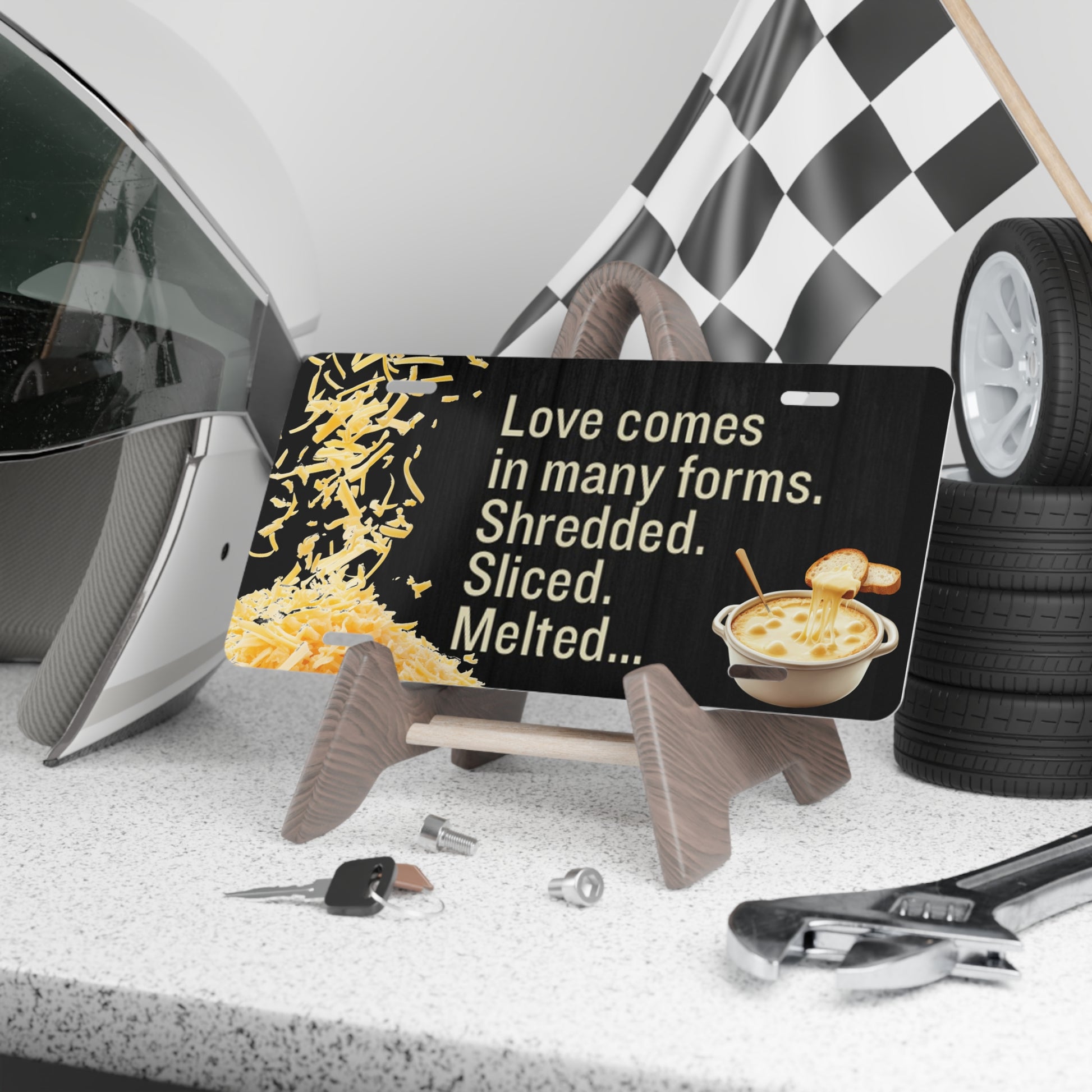 Cheese Lover Vanity Plate — "Love comes in many forms. Shredded. Sliced. Melted..." - Ramshackle Shack