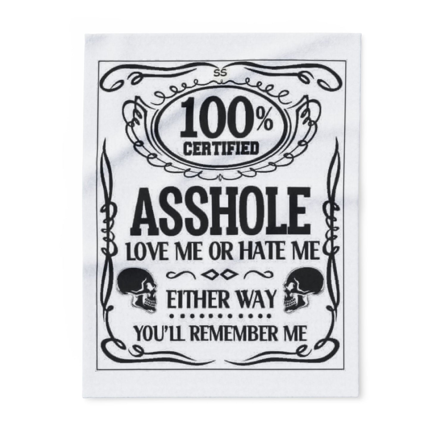 Arctic Fleece Blanket — "100% Certified Asshole" Funny Novelty Throw Blanket - Ramshackle Shack