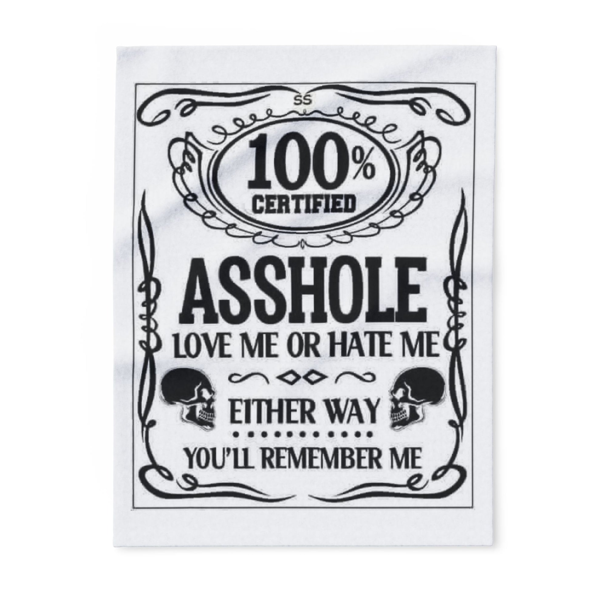 Arctic Fleece Blanket — "100% Certified Asshole" Funny Novelty Throw Blanket - Ramshackle Shack