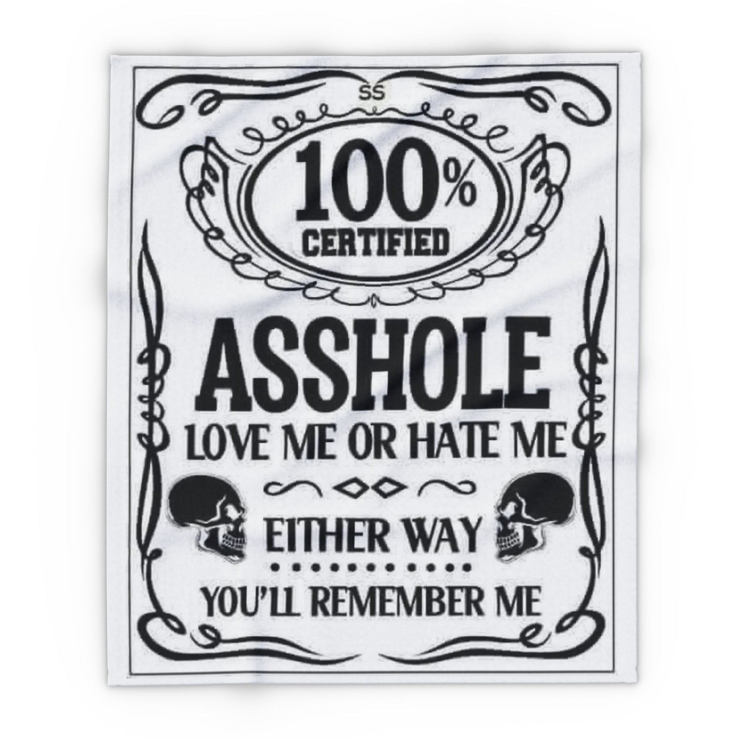Arctic Fleece Blanket — "100% Certified Asshole" Funny Novelty Throw Blanket - Ramshackle Shack