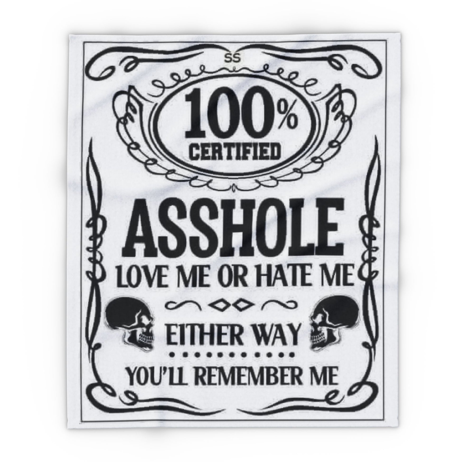 Arctic Fleece Blanket — "100% Certified Asshole" Funny Novelty Throw Blanket - Ramshackle Shack