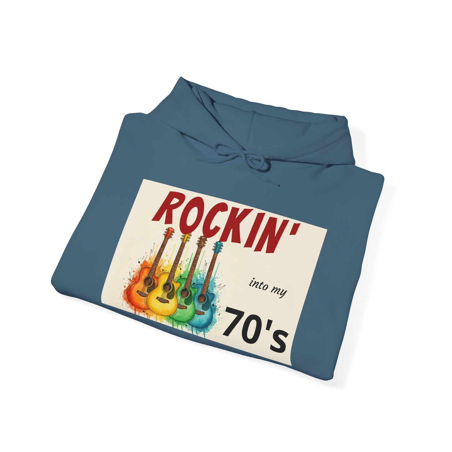 Rockin' Into My [70's] Hooded Sweatshirt — Custom Name & Age Guitar Birthday Design - Ramshackle Shack