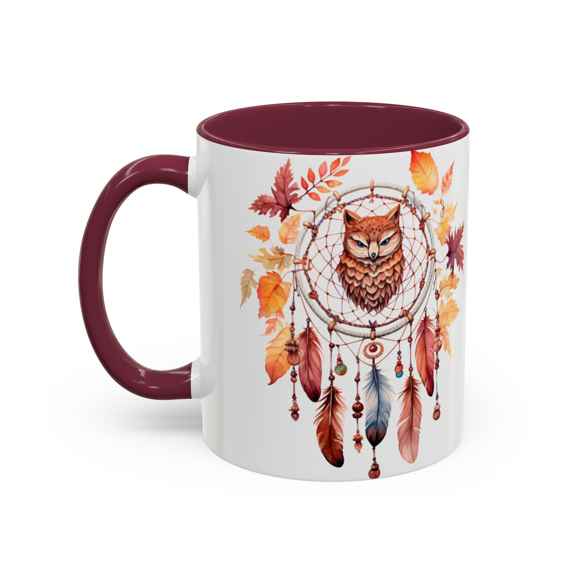 Autumn Owl Dreamcatcher Mug — Fall Leaves Coffee Cup (11oz & 15oz) - Ramshackle Shack