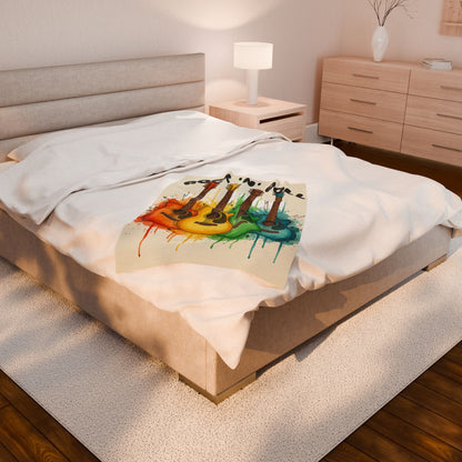 Rainbow Acoustic Guitar Plush Blanket — "rock 'n' roll" - Ramshackle Shack