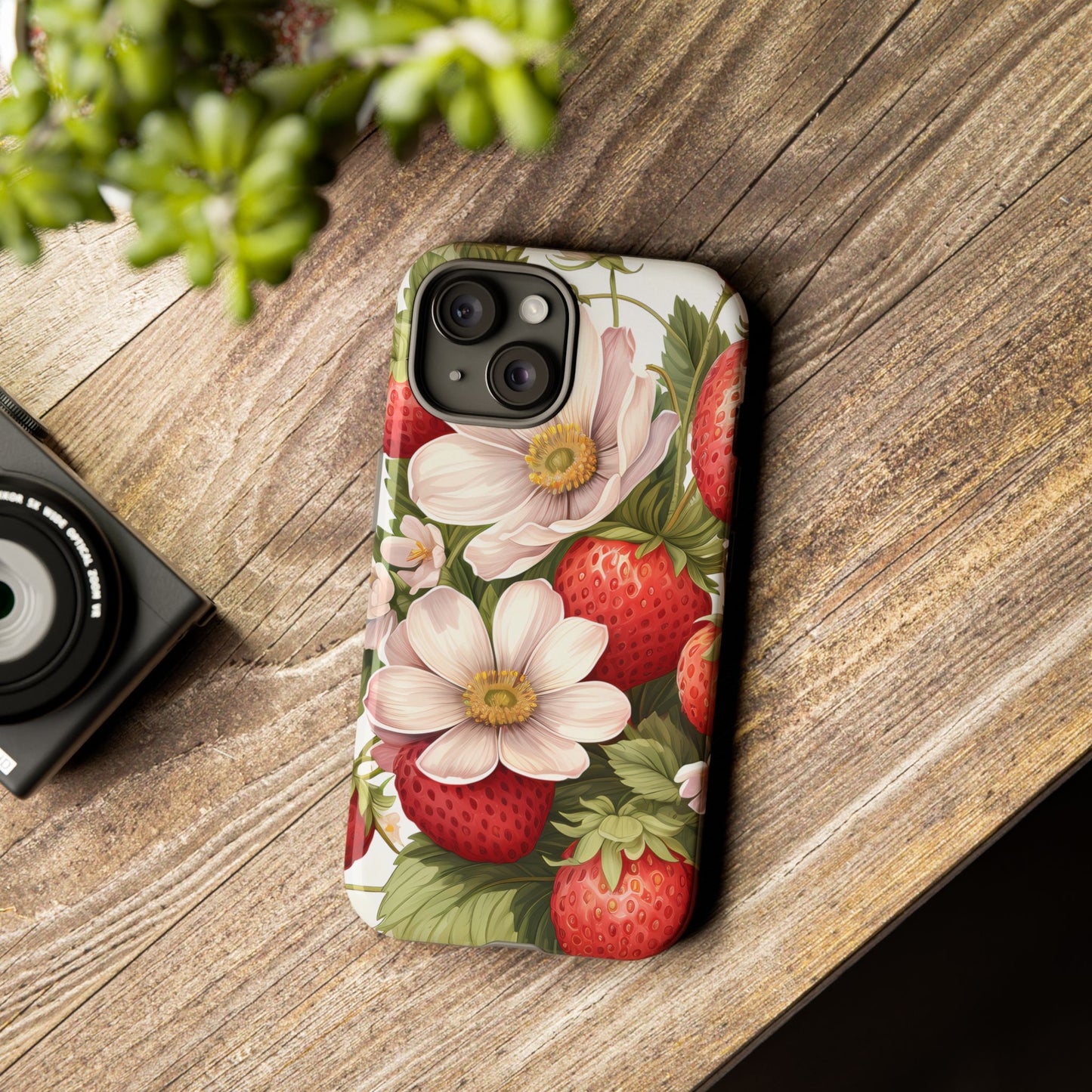 Strawberry Blossom Phone Case — Floral Protective Tough Case - Ramshackle Shack