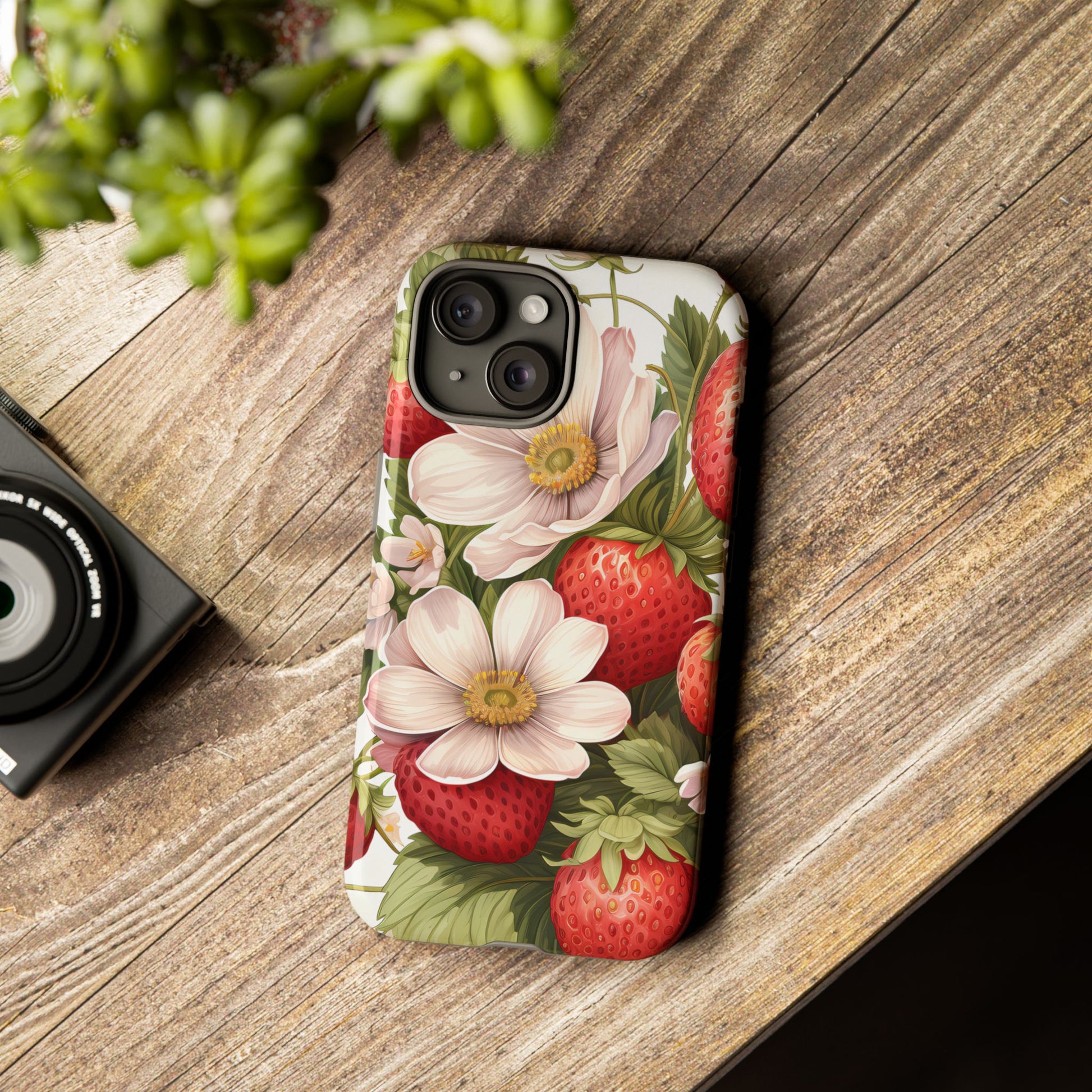 Strawberry Blossom Phone Case — Floral Protective Tough Case - Ramshackle Shack