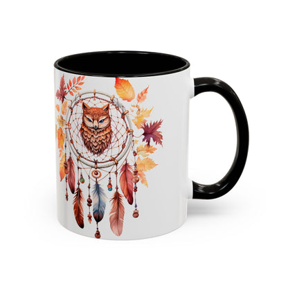 Autumn Owl Dreamcatcher Mug — Fall Leaves Coffee Cup (11oz & 15oz) - Ramshackle Shack