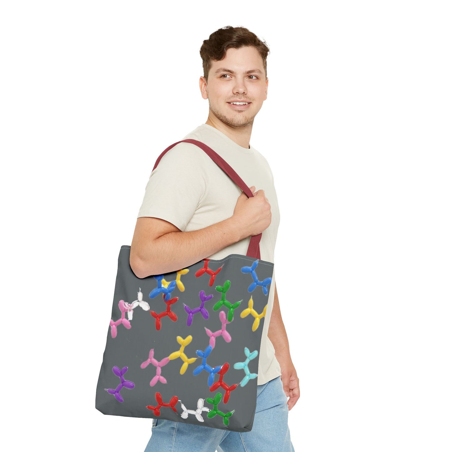 Balloon Dog Pattern Tote Bag – Colorful Pop Art Reusable Shopper - Ramshackle Shack