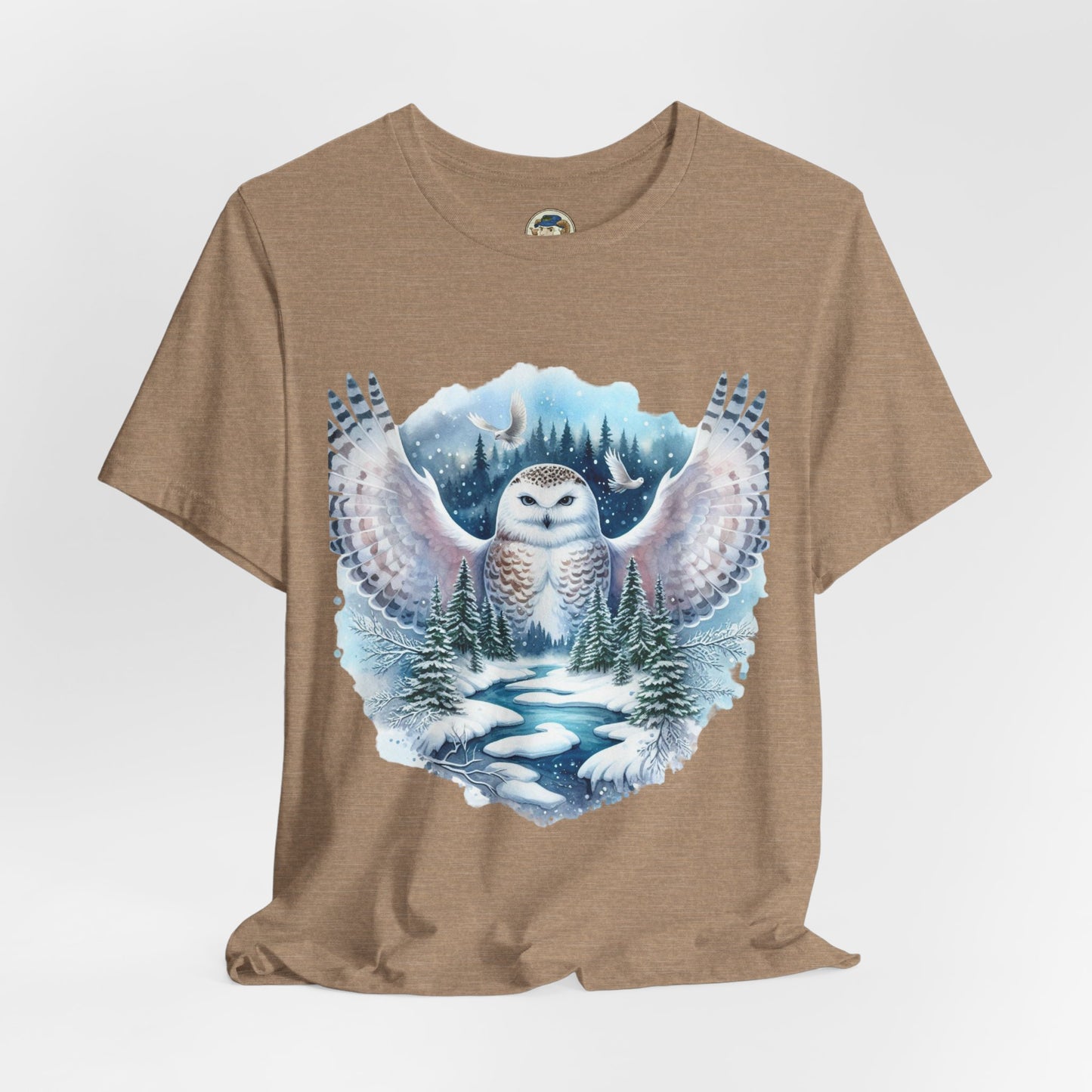 Snowy Owl Forest T-Shirt — Winter Wildlife Nature Tee - Ramshackle Shack