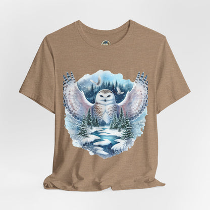 Snowy Owl Forest T-Shirt — Winter Wildlife Nature Tee - Ramshackle Shack
