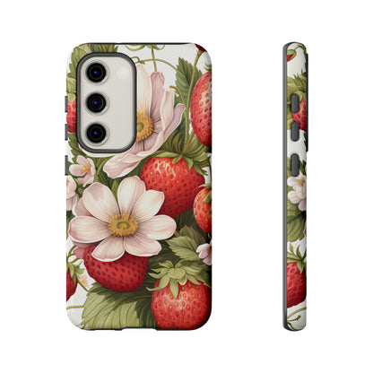 Strawberry Blossom Phone Case — Floral Protective Tough Case - Ramshackle Shack