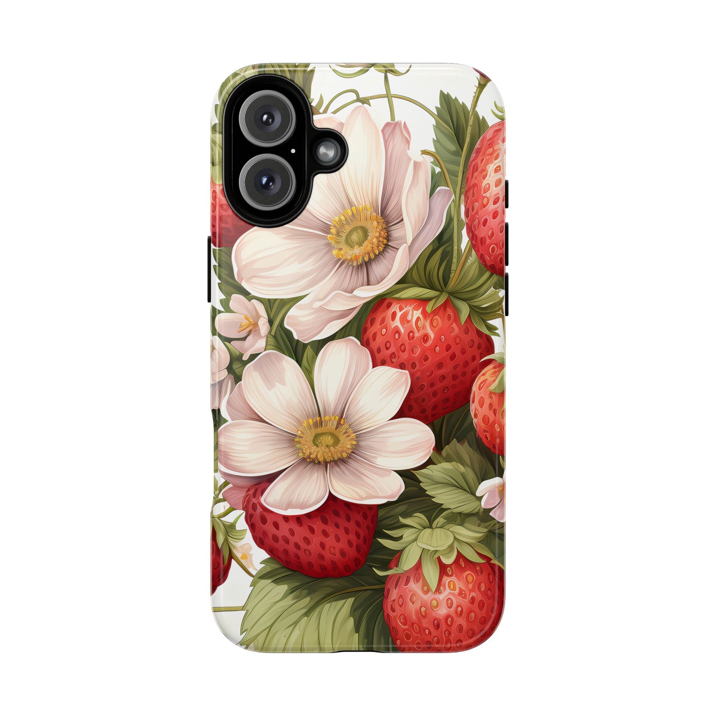 Strawberry Blossom Phone Case — Floral Protective Tough Case - Ramshackle Shack