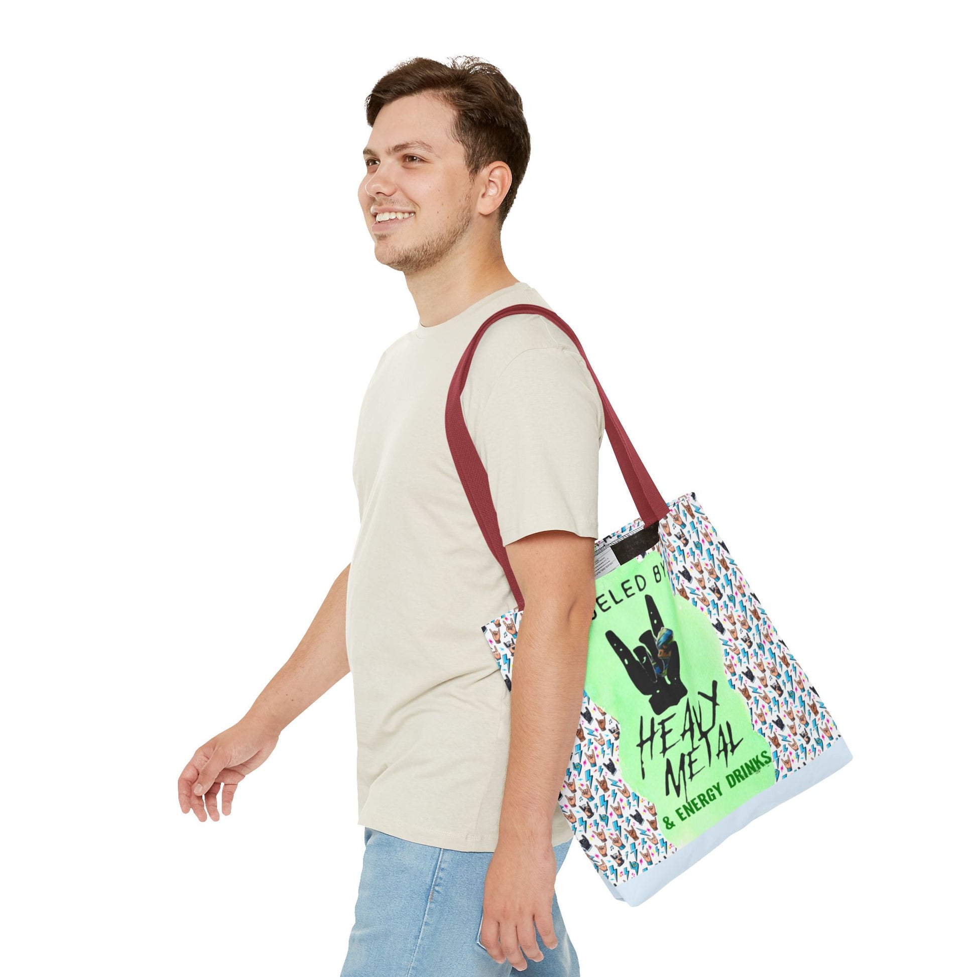 Heavy Metal & Energy Drinks Tote Bag — Neon Rock Energy Design - Ramshackle Shack