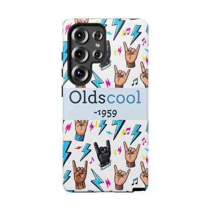 Retro Rock 'Oldscool 1959' Phone Case – Lightning & Rock Hand Pattern - Ramshackle Shack