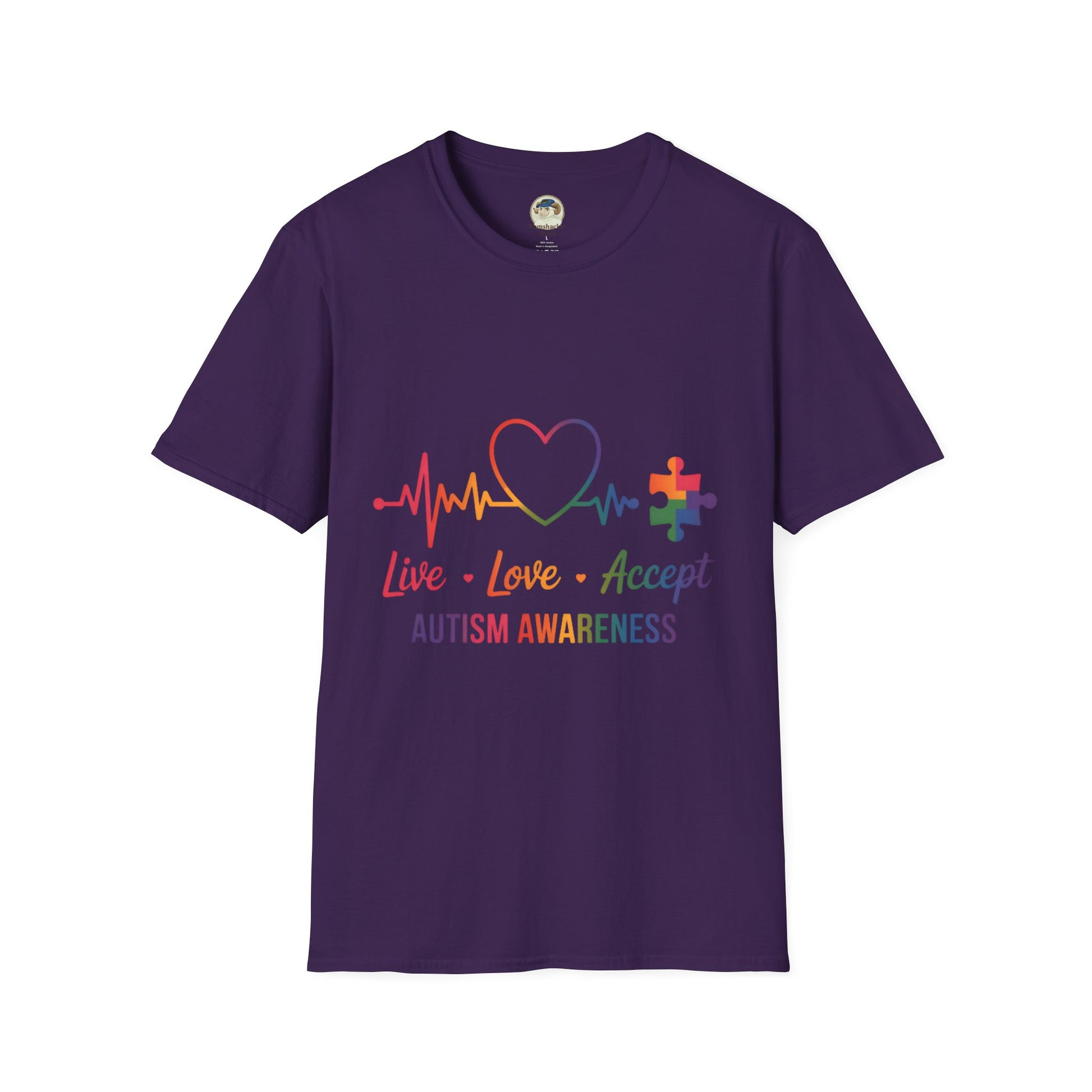 Autism Awareness T-Shirt — Live Love Accept Rainbow Puzzle Ribbon - Ramshackle Shack