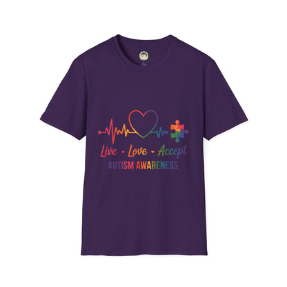 Autism Awareness T-Shirt — Live Love Accept Rainbow Puzzle Ribbon - Ramshackle Shack