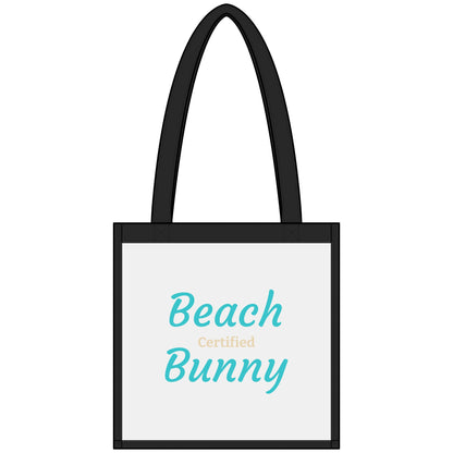 Clear stadium tote bag with beach bunny and sandcastle design, perfect for summer beach outings and casual events.