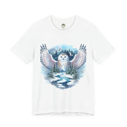 Snowy Owl Forest T-Shirt — Winter Wildlife Nature Tee - Ramshackle Shack