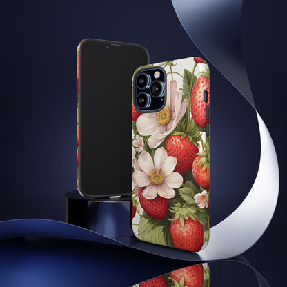 Strawberry Blossom Phone Case — Floral Protective Tough Case - Ramshackle Shack