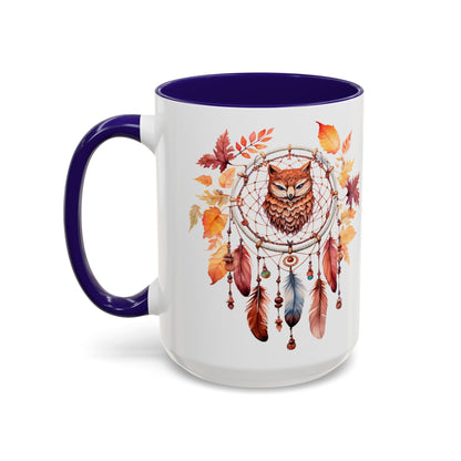 Autumn Owl Dreamcatcher Mug — Fall Leaves Coffee Cup (11oz & 15oz) - Ramshackle Shack