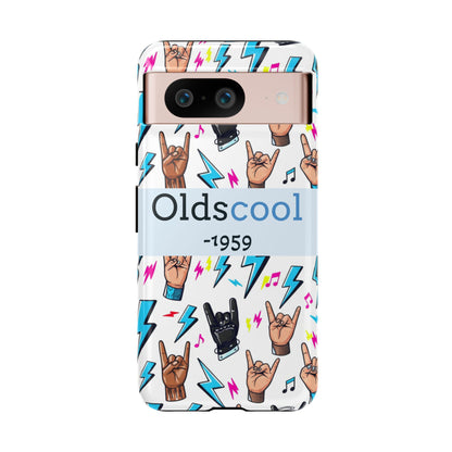 Retro Rock 'Oldscool 1959' Phone Case – Lightning & Rock Hand Pattern - Ramshackle Shack