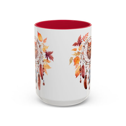 Autumn Owl Dreamcatcher Mug — Fall Leaves Coffee Cup (11oz & 15oz) - Ramshackle Shack