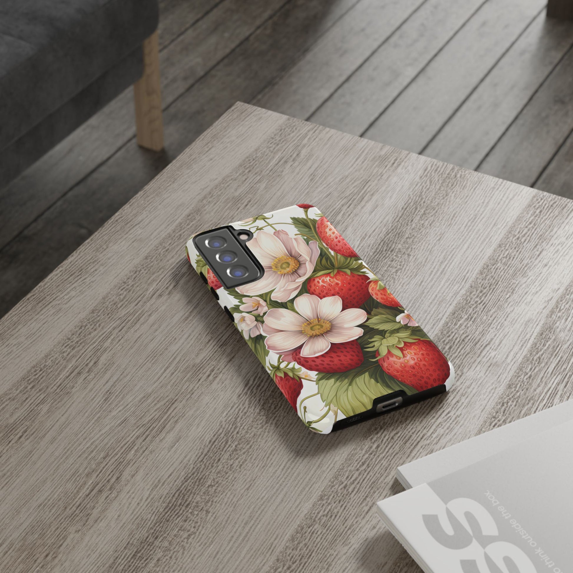 Strawberry Blossom Phone Case — Floral Protective Tough Case - Ramshackle Shack