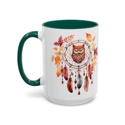 Autumn Owl Dreamcatcher Mug — Fall Leaves Coffee Cup (11oz & 15oz) - Ramshackle Shack
