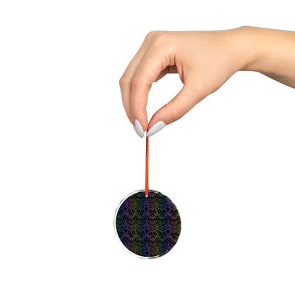 Neon Wiggle Lines Suncatcher Glass Ornament