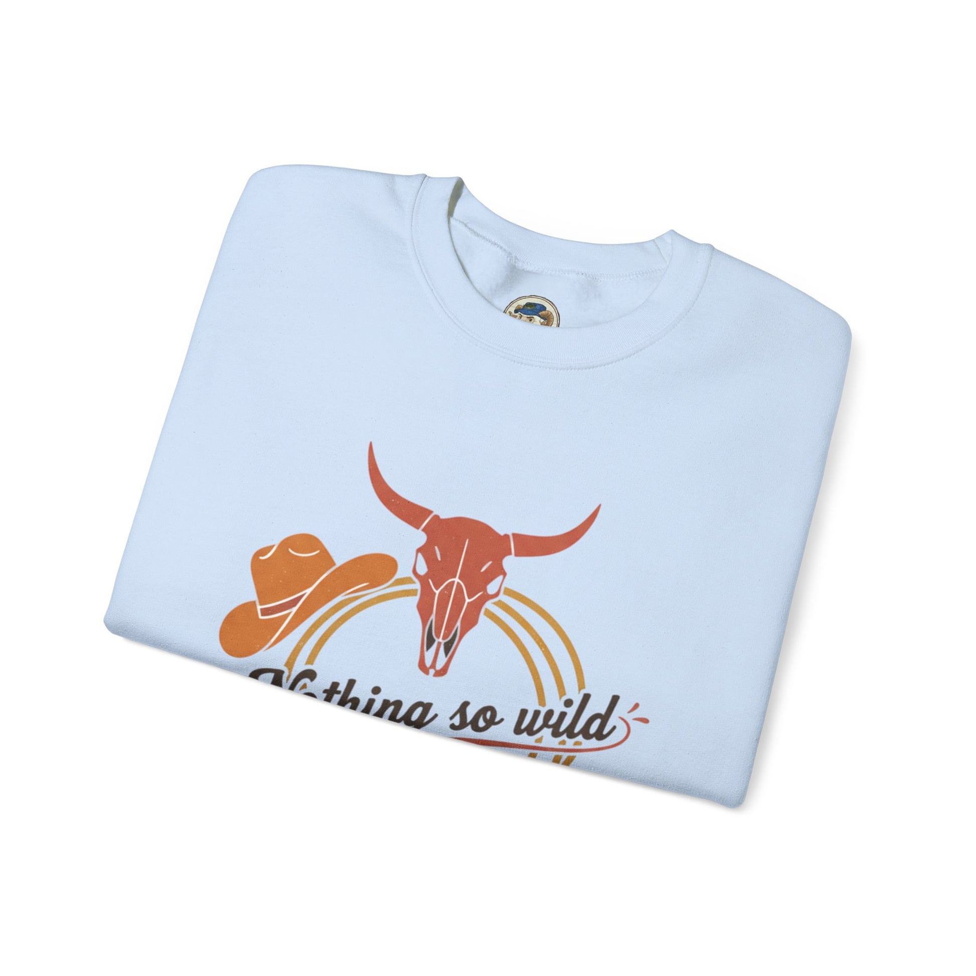 Nothing So Wild personalized Western rider crewneck sweatshirt with photo print and custom sleeve name, casual and comfortable apparel.