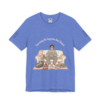 Dad 'Surviving on Caffeine and Chaos' Tee — Custom Names & Dates, 'Believe You Can' Back - Ramshackle Shack