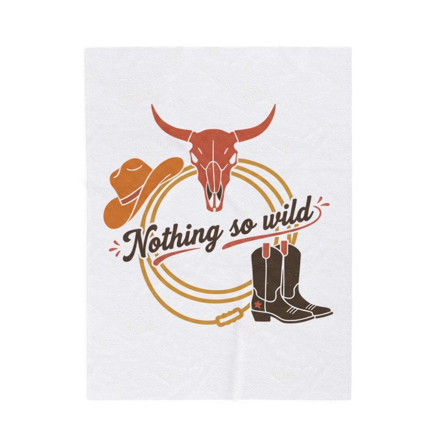 Velveteen plush blanket with cowboy chic desert print, featuring all-over western design in earthy tones, by Printify.