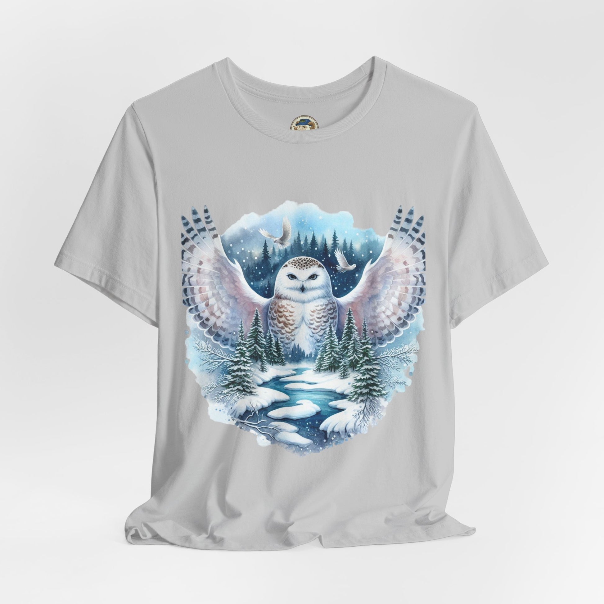 Snowy Owl Forest T-Shirt — Winter Wildlife Nature Tee - Ramshackle Shack