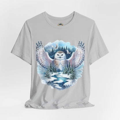 Snowy Owl Forest T-Shirt — Winter Wildlife Nature Tee - Ramshackle Shack