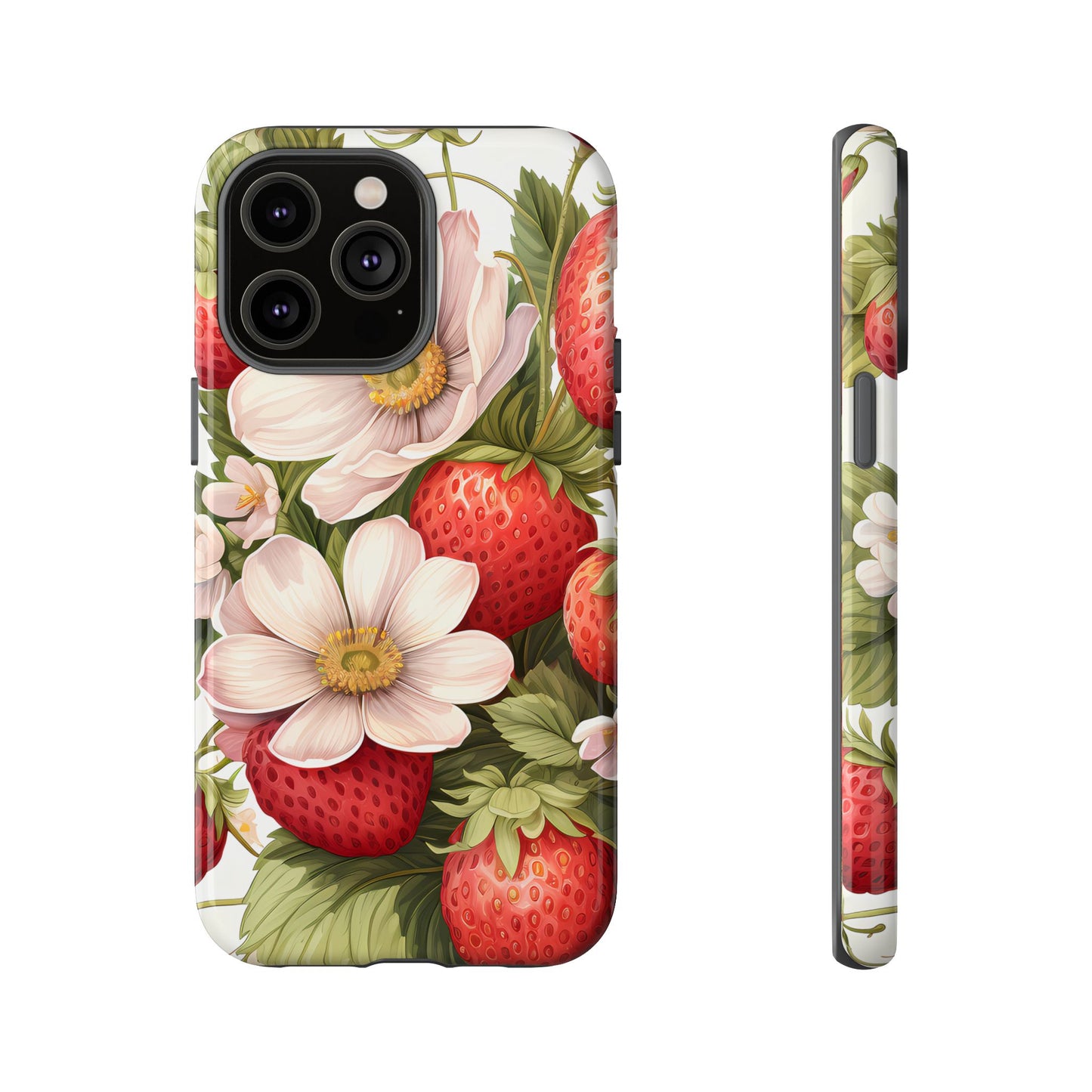 Strawberry Blossom Phone Case — Floral Protective Tough Case - Ramshackle Shack