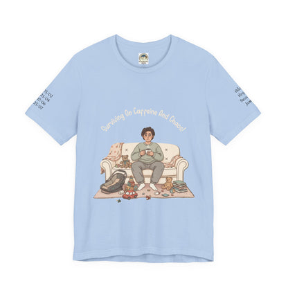 Dad 'Surviving on Caffeine and Chaos' Tee — Custom Names & Dates, 'Believe You Can' Back - Ramshackle Shack